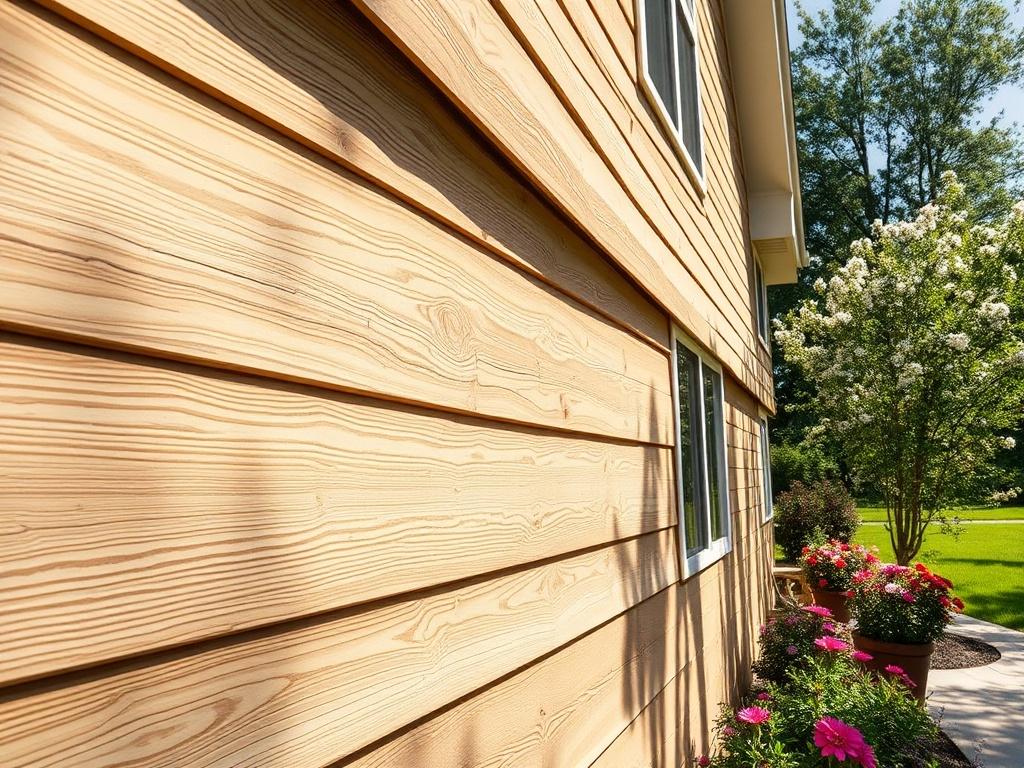 A close up view of freshly installed siding on a