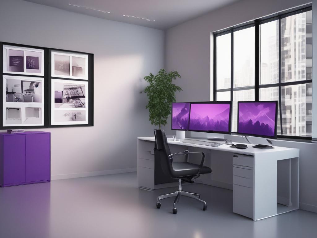 high resolution image of a modern office workspace with a