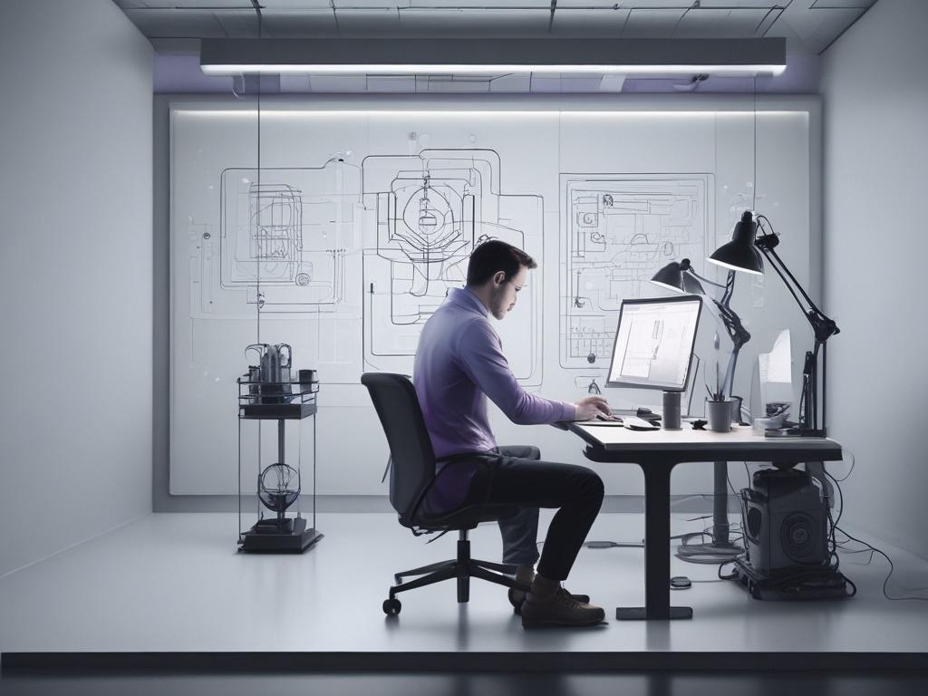 high resolution image of a single engineer working on a