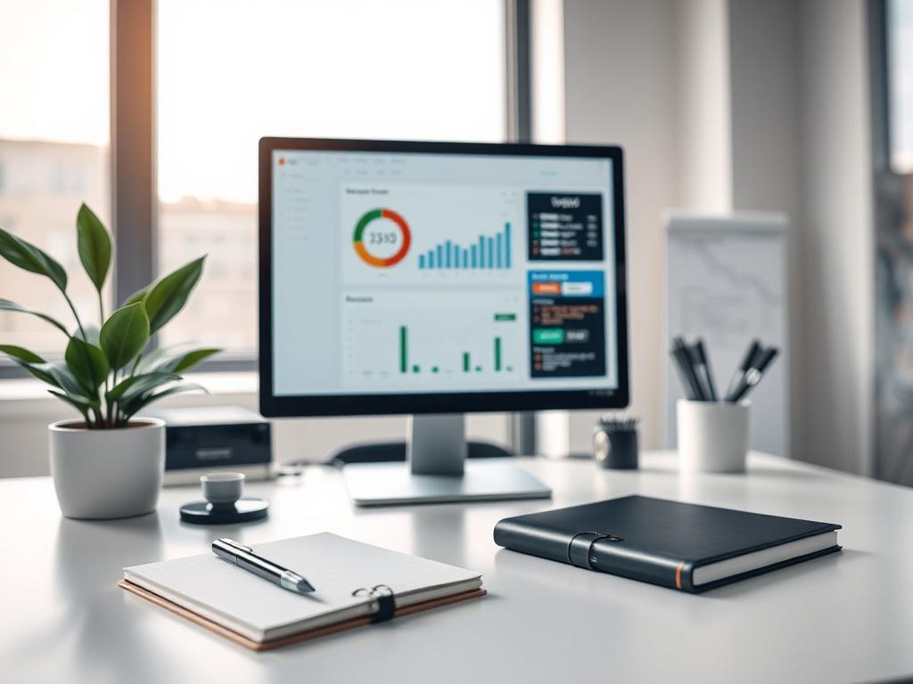 **AI Image Generation Prompt:**

Create a hyper-realistic, high-resolution image that embodies the theme "Stop Managing Multiple Tools." The composition should feature a single subject: a sleek, modern workspace featuring a centrally placed computer monitor displaying a cohesive dashboard interface for a unified governance, risk, and compliance (GRC) platform, symbolizing the PaaSecure solution.

The background should be softly blurred to accentuate the monitor, showcasing an organized desk with minimalisti