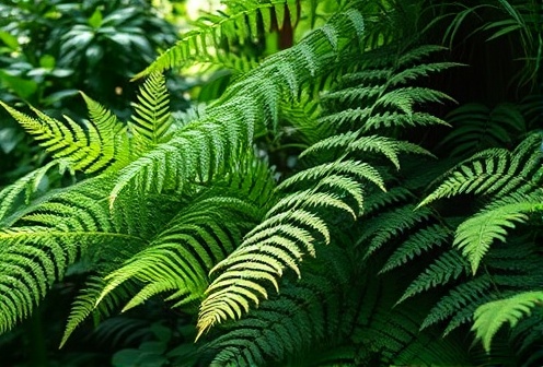 Soft green foliage in morning light