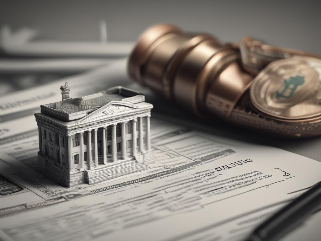 Create a highly detailed and realistic high-resolution image that effectively captures the theme of "Government Funding vs. Private Investment: Which Is Right for You?". The composition should focus on a single subject: a thoughtful business professional, a middle-aged man or woman dressed in business attire, sitting at a modern desk with a laptop open in front of them. The subject should have a contemplative expression, as if weighing important financial decisions.

In the background, incorporate elements 