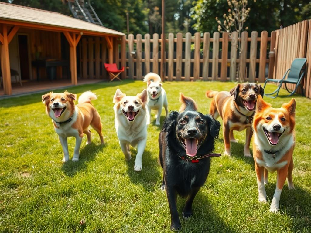 A high resolution of a cozy dog boarding facility with