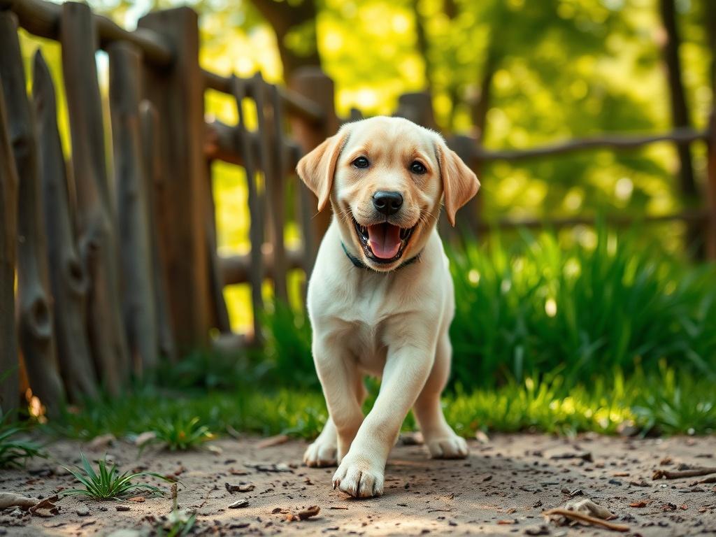 A high resolution of a playful Labrador puppy in a