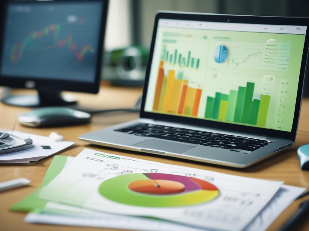 Close up shot of a professional report with colorful graphs