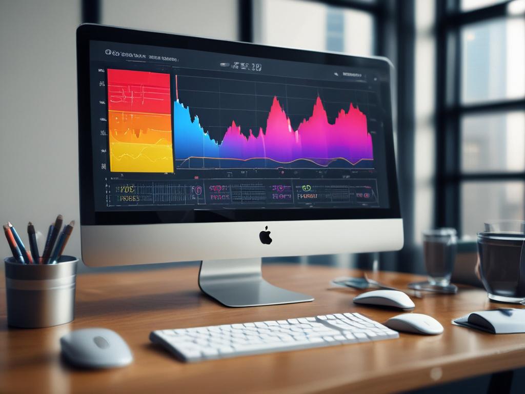 Hyper realistic close up of a data visualization dashboard on