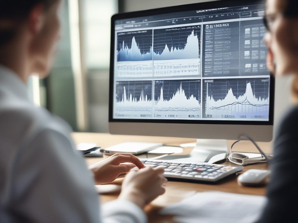 A close up of a data analyst discussing healthcare analytics