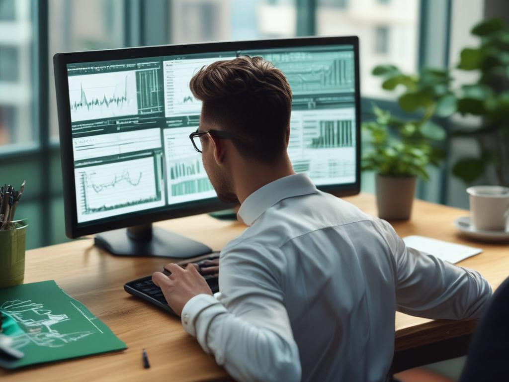 Realistic close up of a data analyst working on a