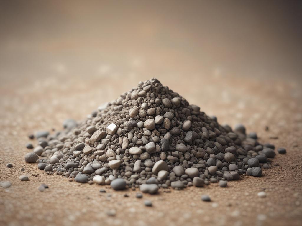 A pile of high-quality crushed stone, showcasing earthy tones and textures, against a rustic background with natural lighting.
