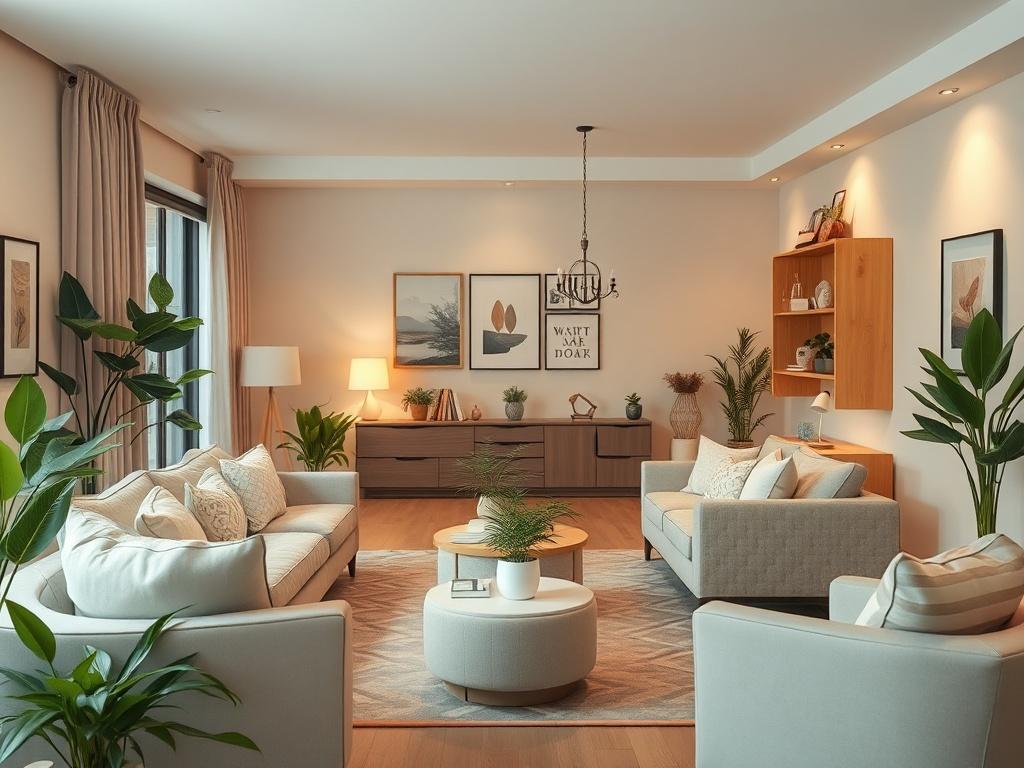 A welcoming common area in a shared residence, featuring comfortable
