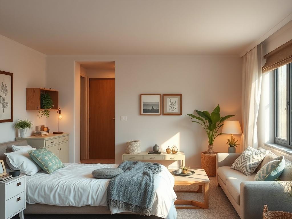 A warm, inviting image of a furnished shared living space,