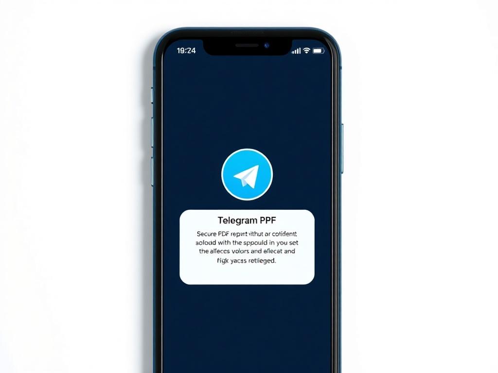 An image showcasing a smartphone displaying a Telegram notification with a secure PDF report attached. The background should maintain a minimalist aesthetic, emphasizing the ease of access and modern technology.