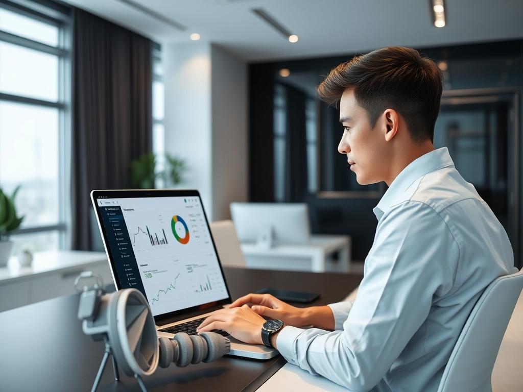 A realistic high resolution showing a professional in a modern