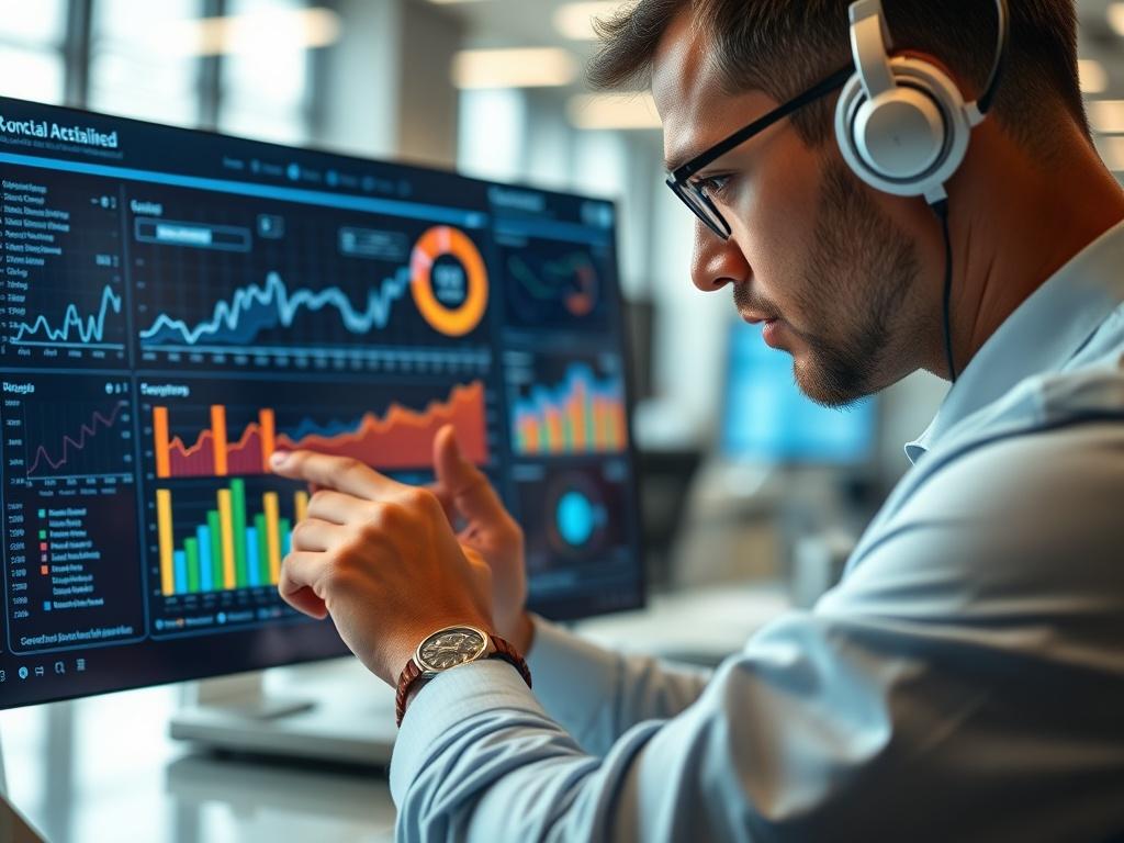 A high resolution of a professional analyzing data on a