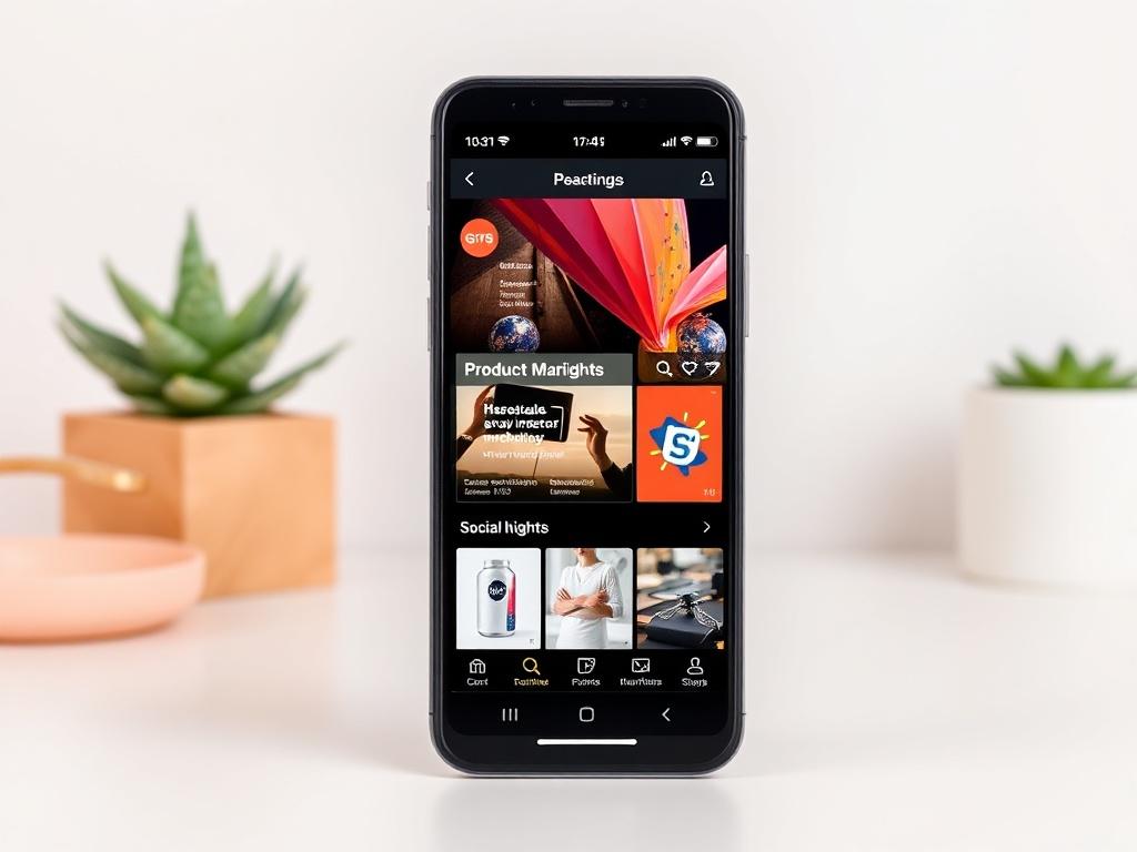 A visually appealing image of a smartphone displaying a vibrant