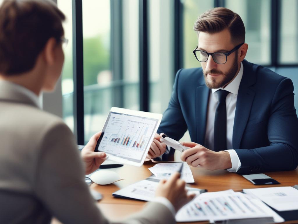 A close up shot of a financial advisor discussing with