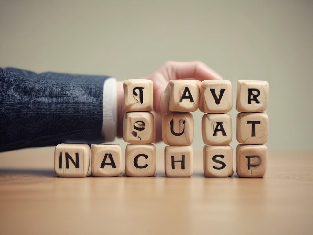 A close up shot of a hand arranging building blocks