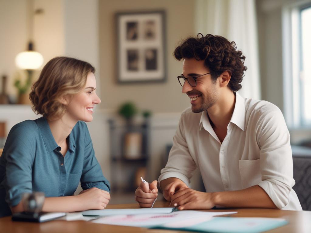 A close-up shot of a therapist and client in a warm, inviting office setting, focusing on their engaged conversation. The background features soft colors and comforting decor, enhancing the atmosphere of support and empathy.