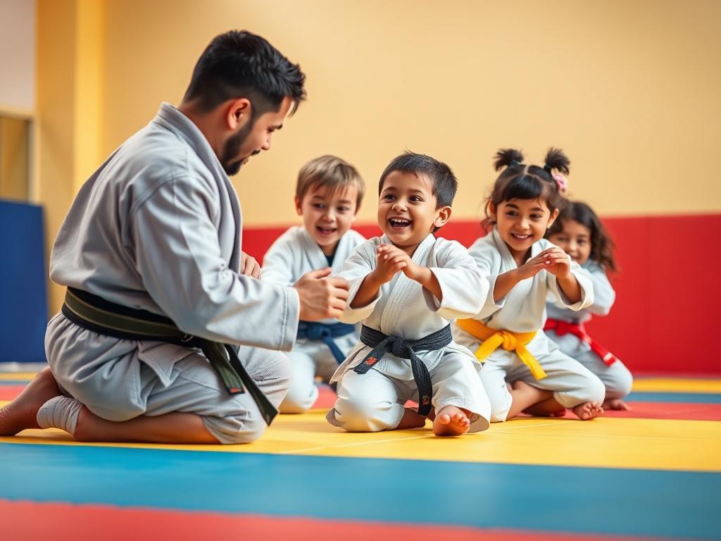 A vibrant, high resolution of children in a Brazilian Jiu