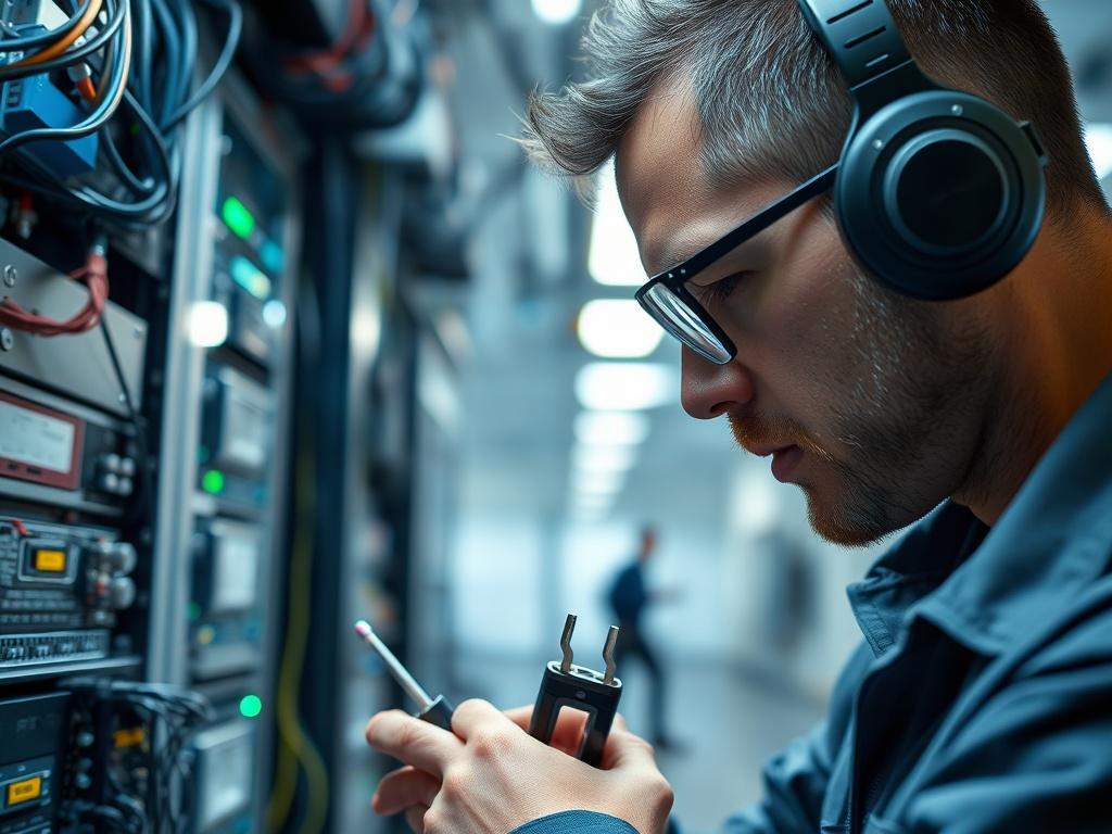 A hyper realistic close up shot of a professional IT