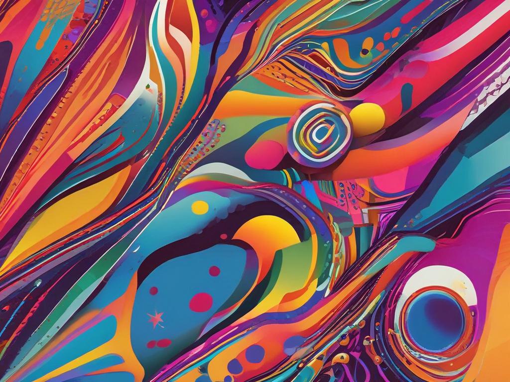 a vibrant abstract illustration representing innovation, with fluid shapes and