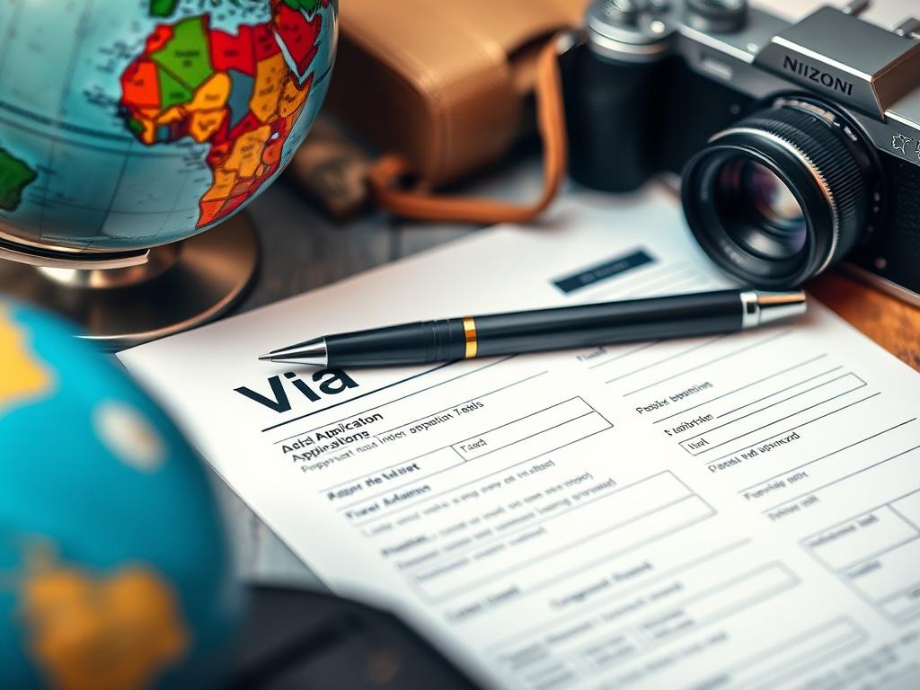 A close up shot of a visa application form with