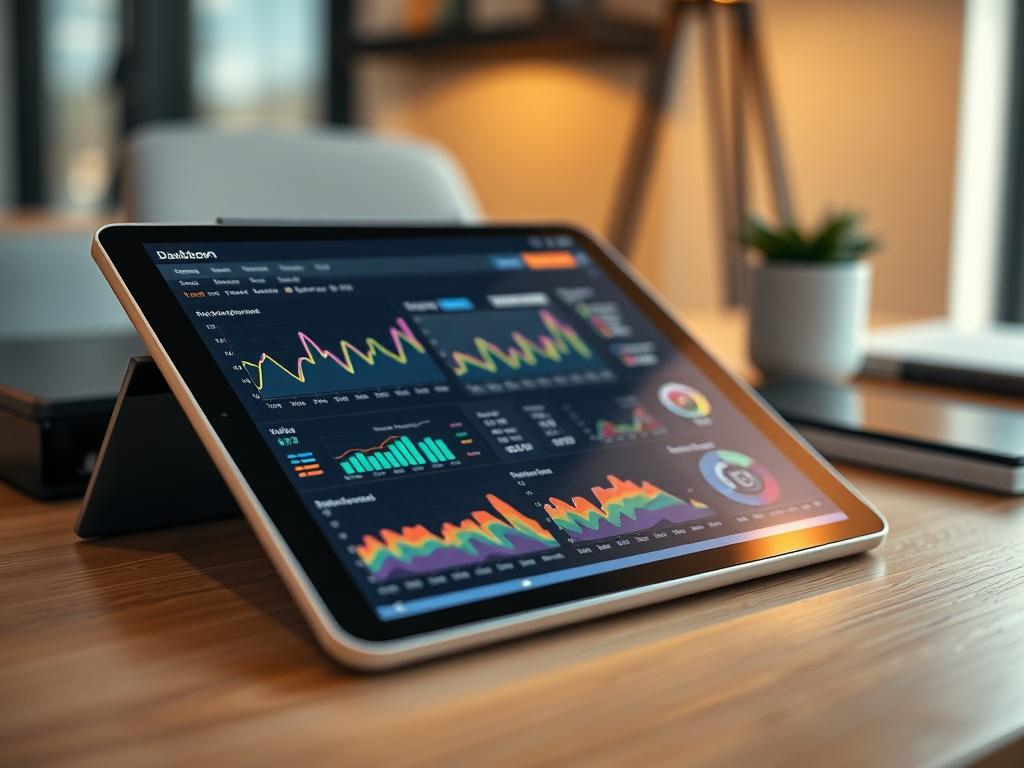 A hyper realistic close up shot of a digital dashboard