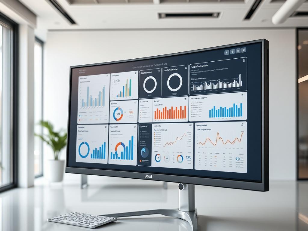 A close up shot of a large monitor displaying an