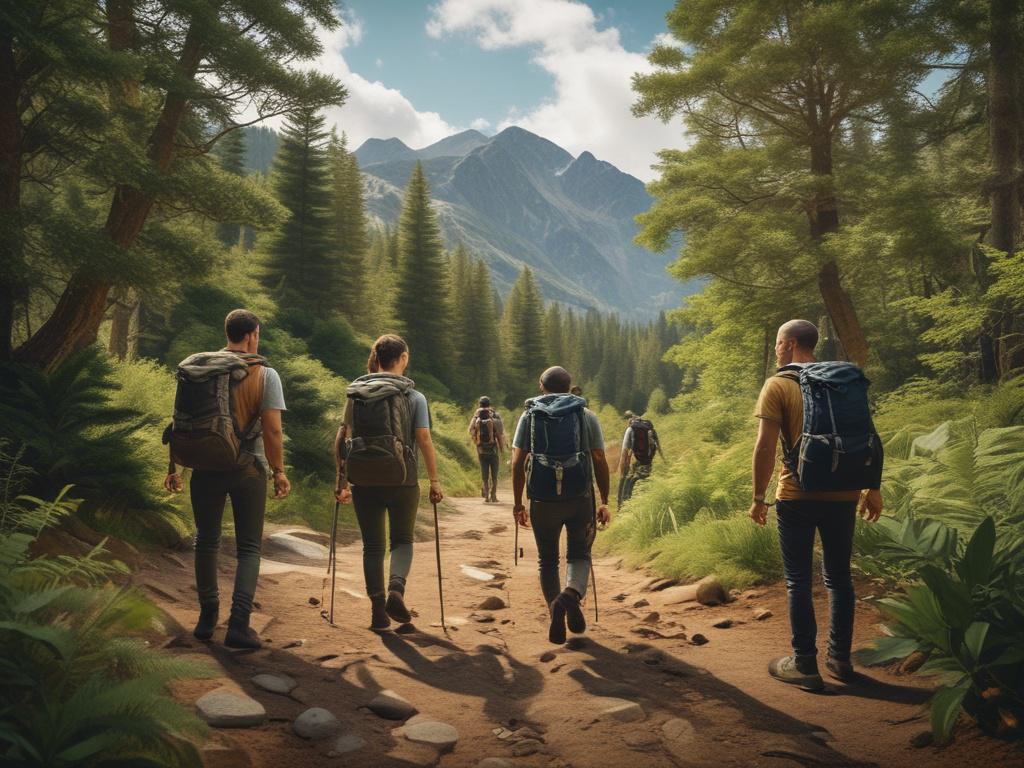 A realistic high resolution of a guided nature hike with