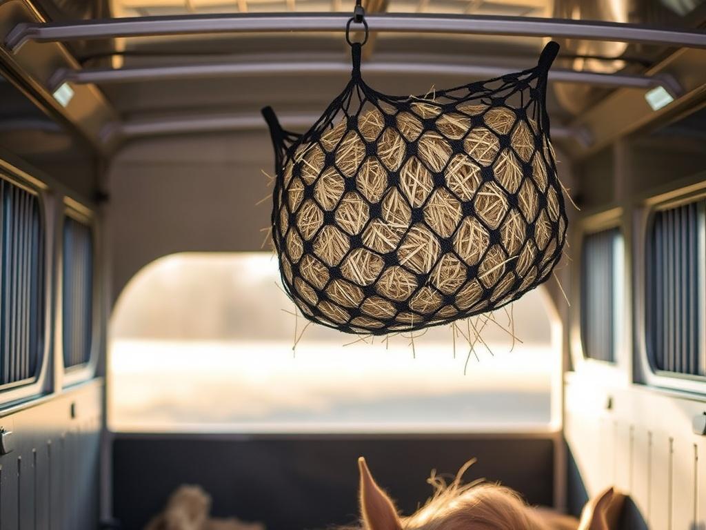 A realistic high resolution of a travel hay net filled