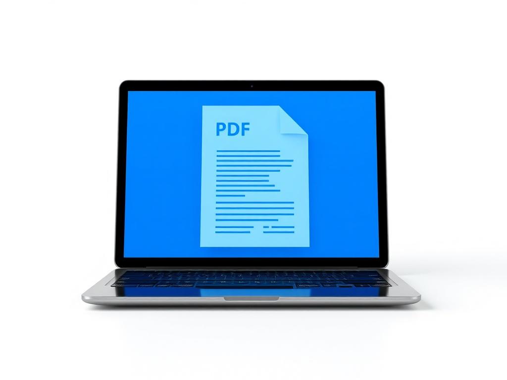 A realistic high-resolution photo of a futuristic PDF document displayed on a sleek, modern digital device. The document should have a minimalistic design with clean lines and a blue color scheme that matches the primary color rgb(3, 125, 201). The background should be simple and uncluttered, focusing on the document itself, showcasing its innovative layout and design features.