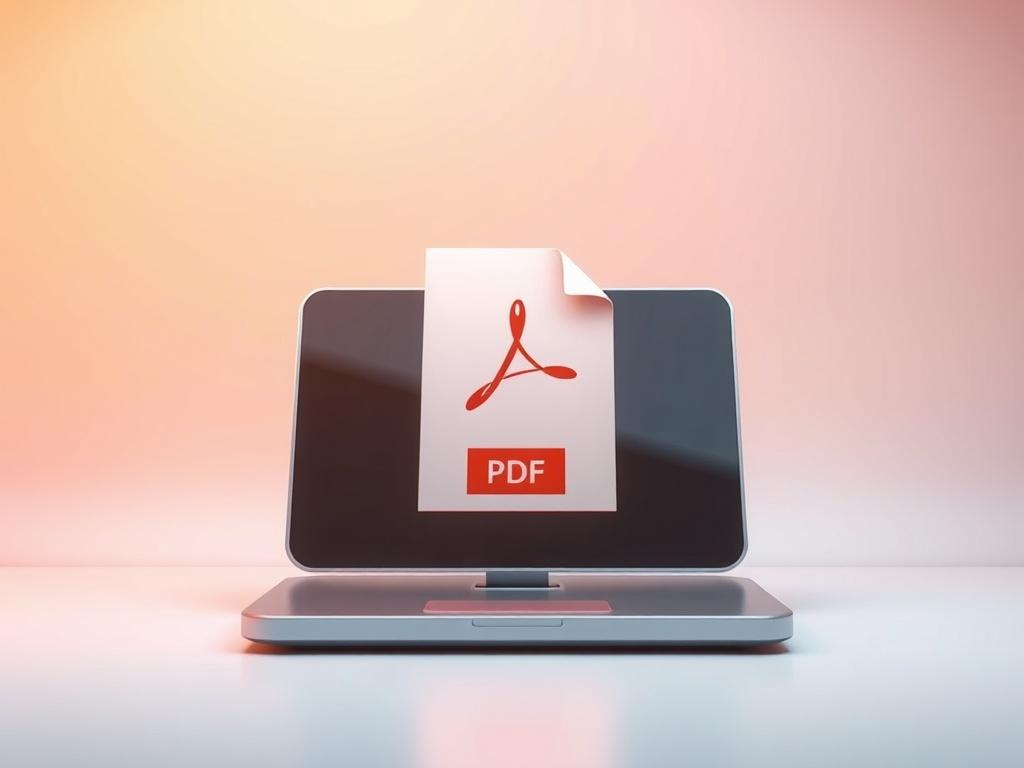 A futuristic PDF download representation, showcasing a sleek and modern design. The PDF is displayed on a minimalist digital device, with warm colors like soft oranges and yellows blending harmoniously with professional tones like deep blues and grays. The background is simple and uncluttered, emphasizing the PDF and device, with subtle lighting to create an inviting atmosphere.