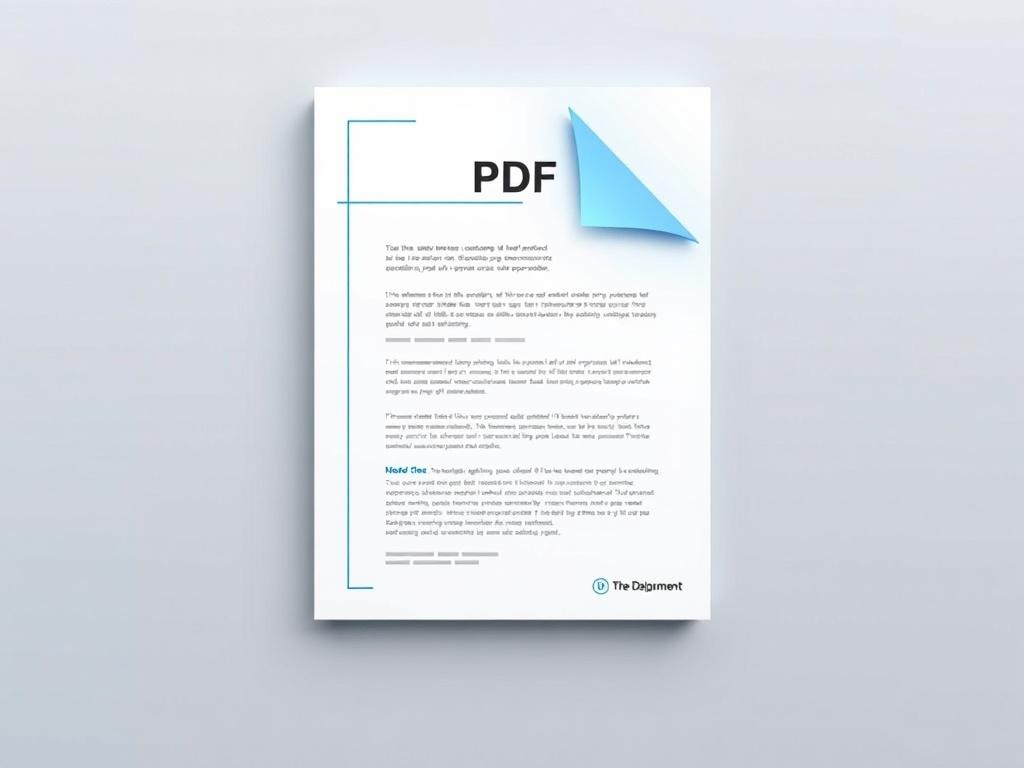A realistic high-resolution photo depicting a futuristic PDF document design. The document should feature sleek lines, a minimalistic layout, and a clean aesthetic with blue accents reflecting the rgb(3, 125, 201) primary color. The background should be simple and uncluttered, emphasizing the modernity and innovation of the PDF design. The document should be the sole focus, showcasing advanced features such as interactive elements and a sophisticated interface.