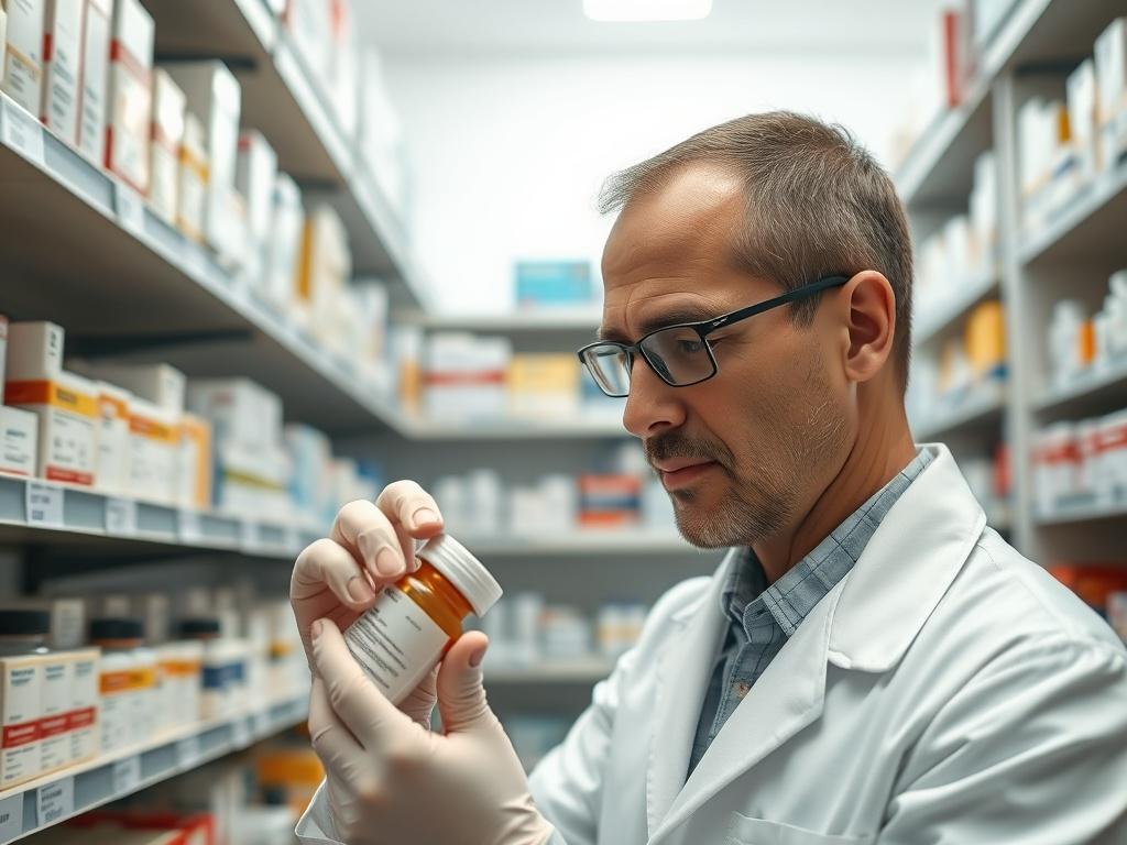 A close up shot of a pharmacist preparing prescription medications