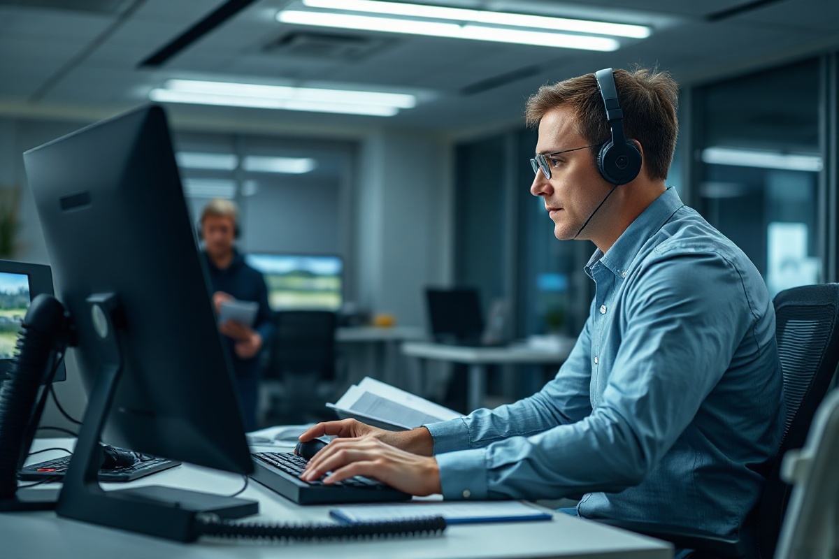 Professional radio support specialist assisting customer