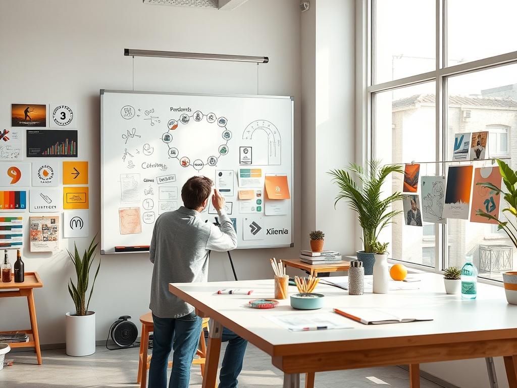A high resolution image depicting a creative branding session, with