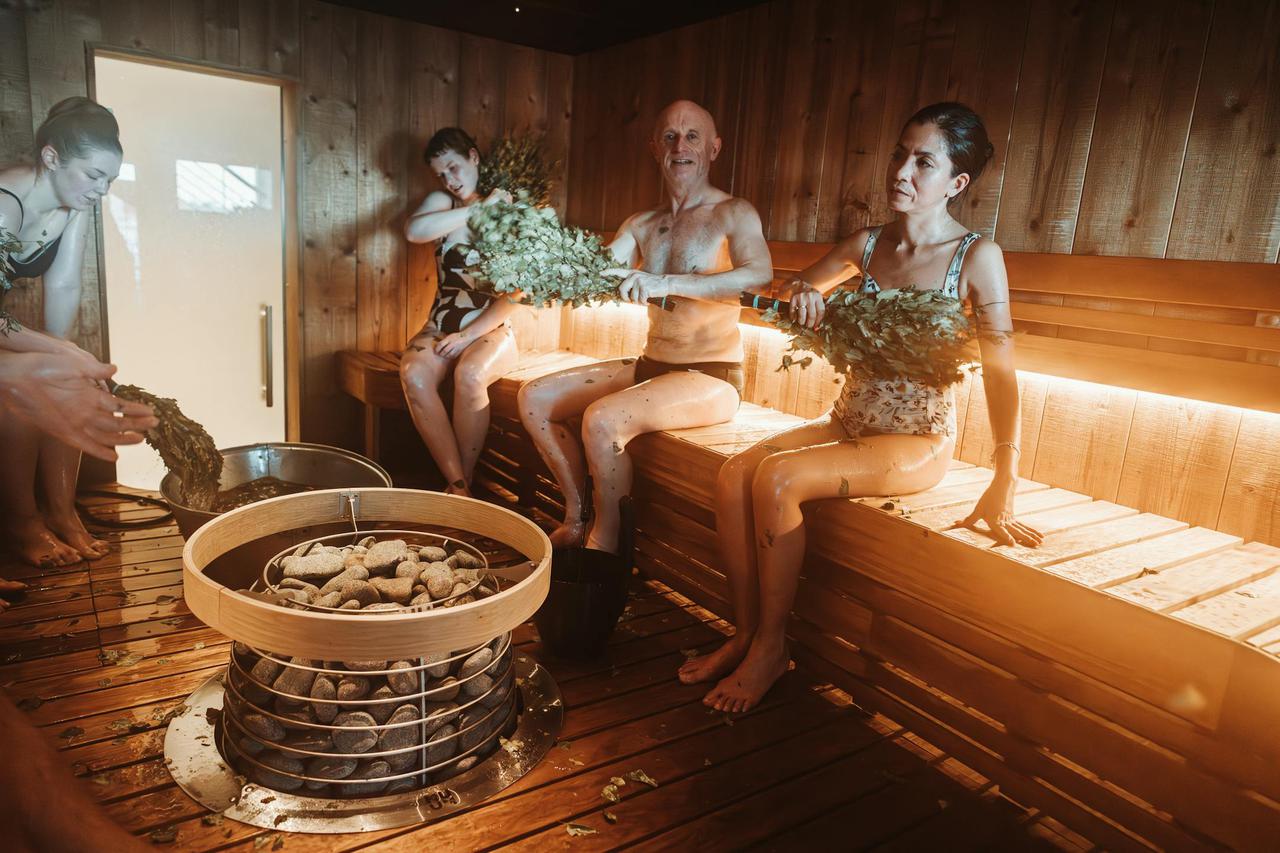 Friends in sauna