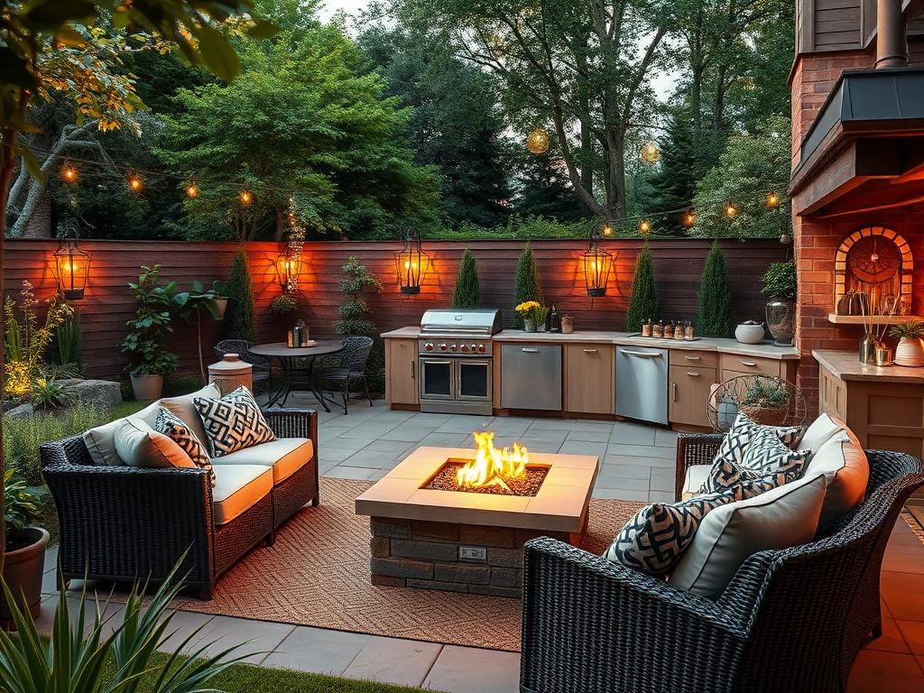 A stunning outdoor living space featuring a beautifully designed patio