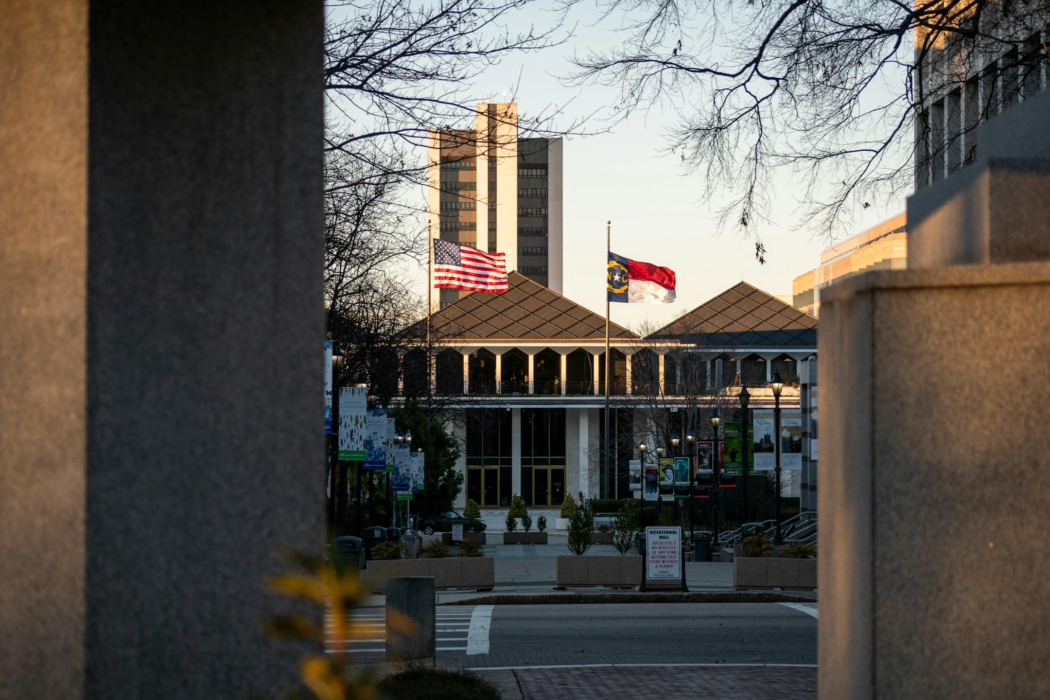 North Carolina Legislative Building at sunset.
