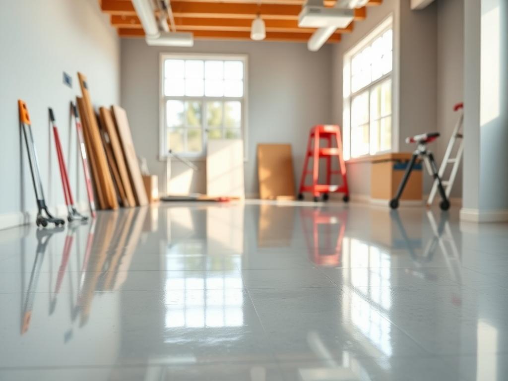 A clean and bright post-construction site, showcasing a freshly renovated room with sparkling surfaces and polished floors. The background features tools and materials neatly organized, emphasizing a sense of order and cleanliness. The focus is on the gleaming surfaces, highlighting the transformation from a construction zone to a pristine living space. Shot in a realistic high-resolution style, capturing vibrant colors and details, compatible with the rgb(194, 40, 45) primary color.