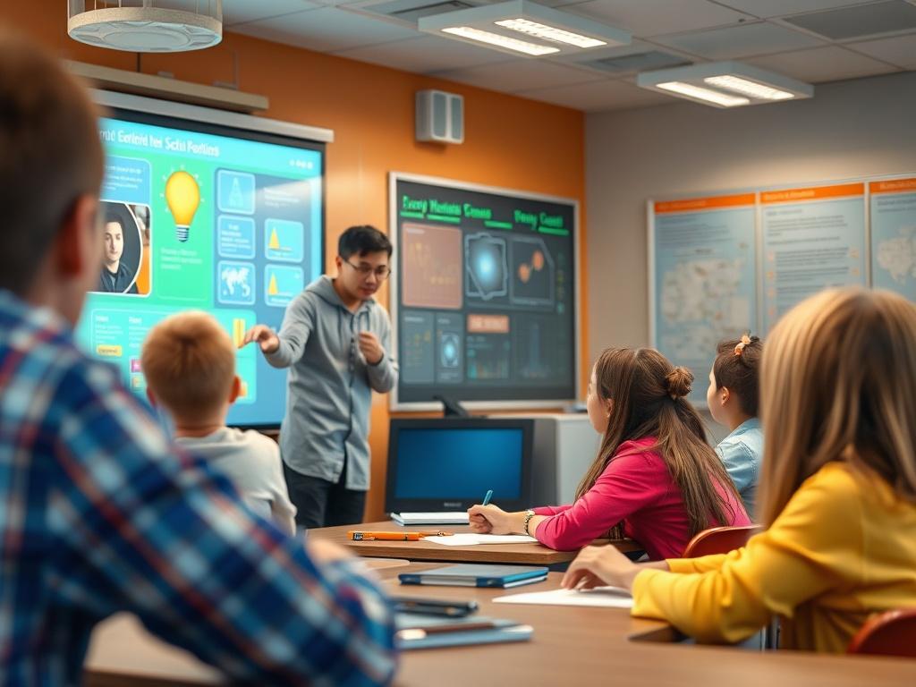 A close up shot of an advanced classroom setting with