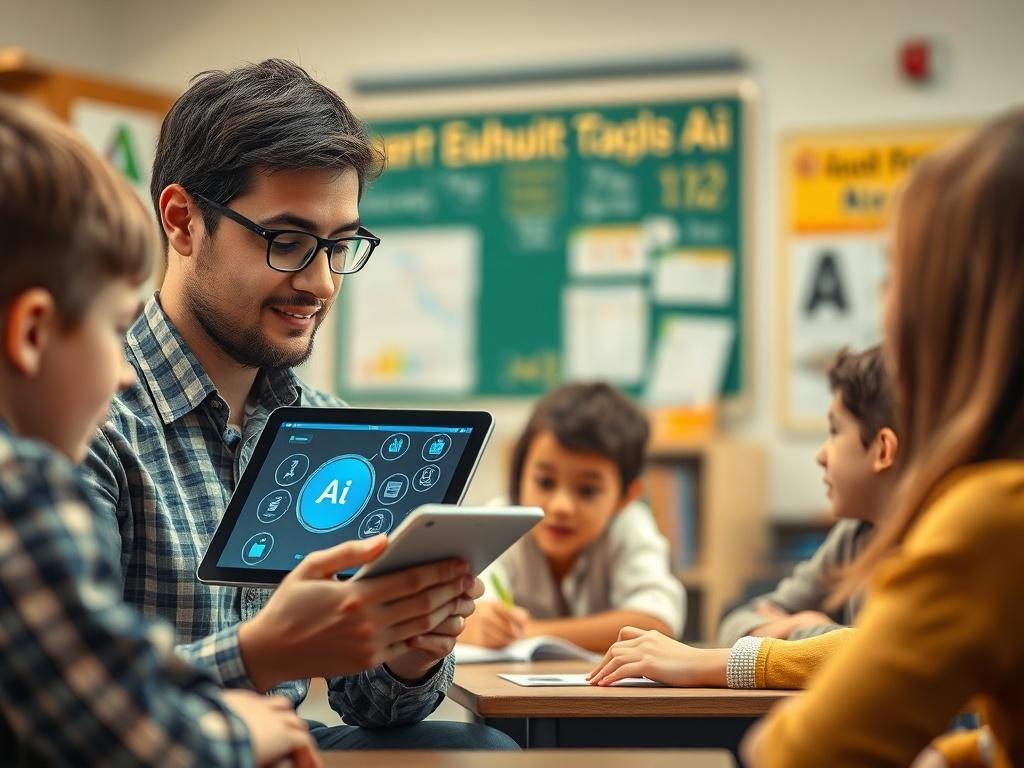 A close up shot of a teacher engaging with a
