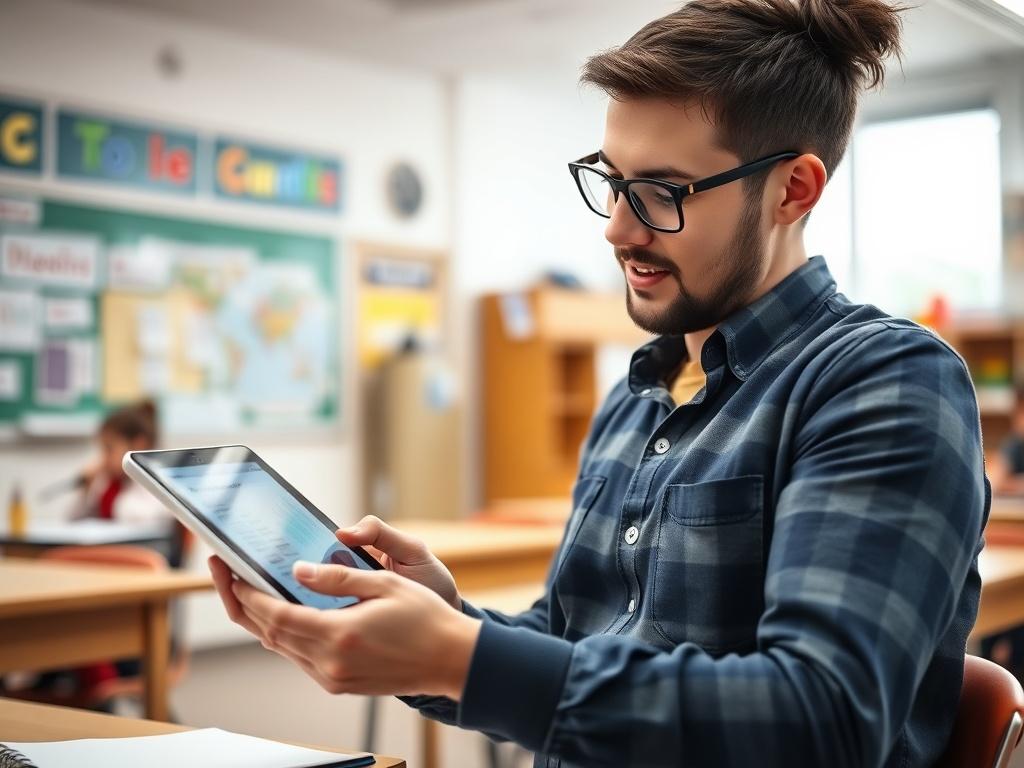 A close up shot of a teacher reviewing course content