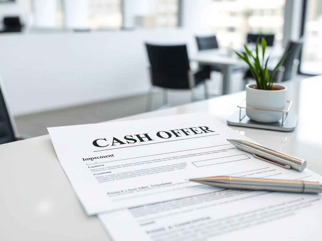 A close up shot of a cash offer document on