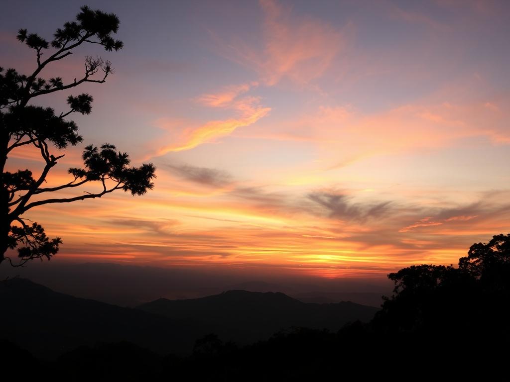 A stunning sunset view from the peak of Gunung Salak,