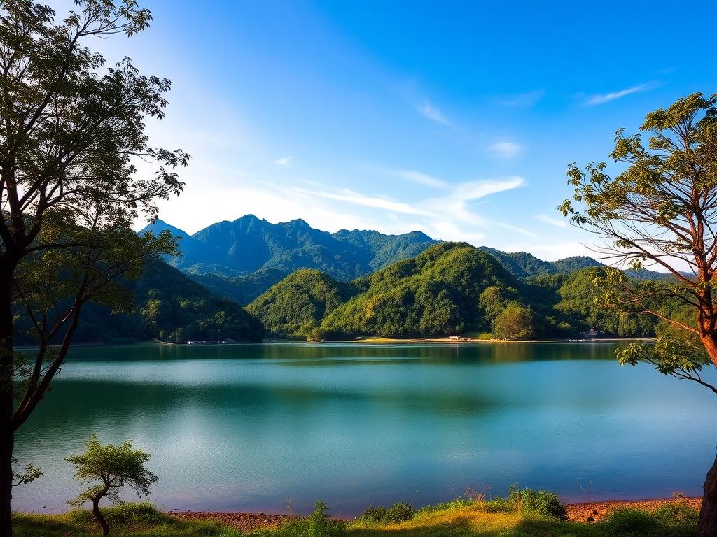 A breathtaking view of Gunung Salak, showcasing lush green mountains
