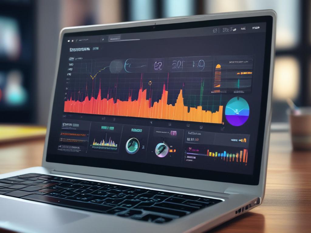 A photorealistic representation of a futuristic data analytics dashboard displayed