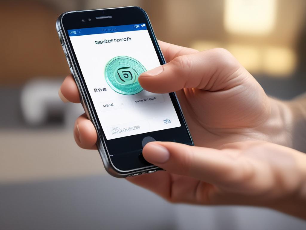 A high resolution image depicting a digital financial transaction, showcasing