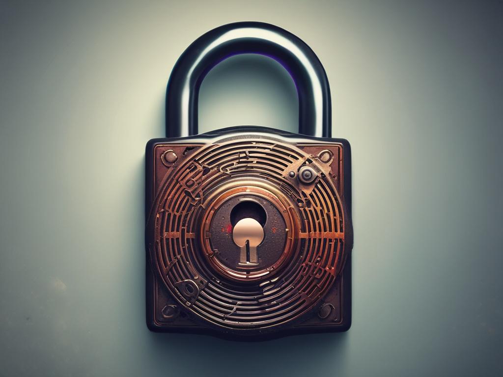A photorealistic close up of a digital lock symbolizing data