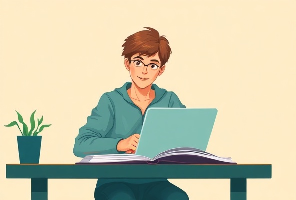 Student studying confidently